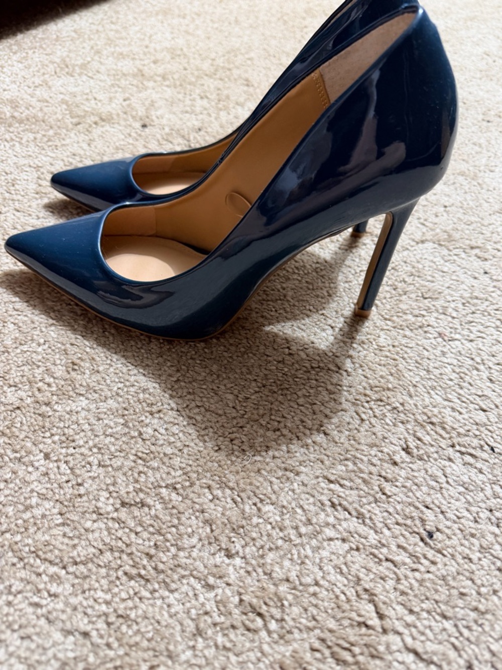 Express Navy Patent Pointed-Toe Stiletto Heels
